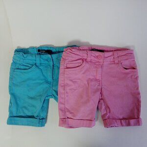 Shorts George Size 7 Girls Denim Pink Blue Cotton Pockets Summer Lot of 2